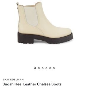 Brand New Sam Edelman Judah Heel Leather Chelsey Boots Ivory 8.5